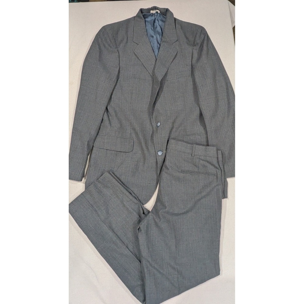 Vintage Grey Wool Blend 2-Piece Suit Mens 34 Waist Tailored Korea Excellent